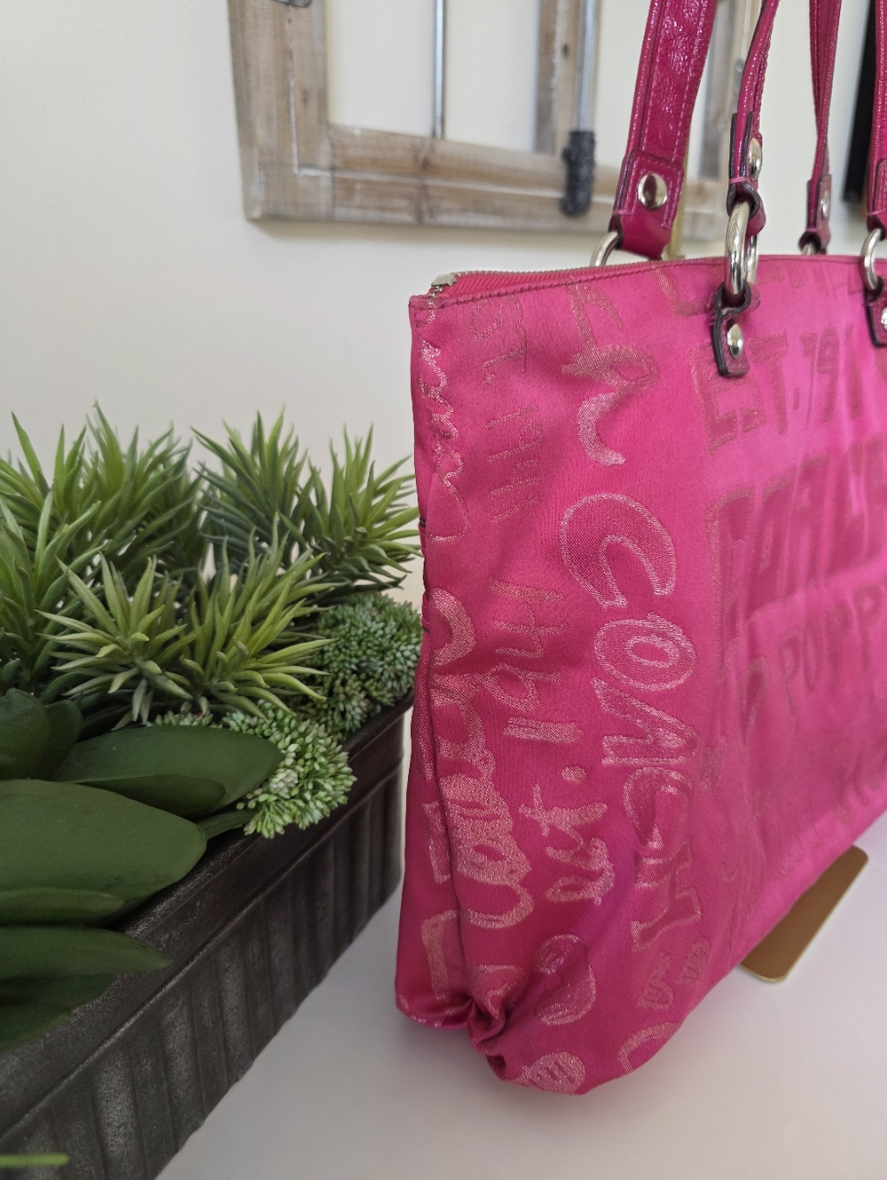Coach Poppy Glam Tote Pink Story Patch Graffiti Print Canvas Limited Edition - Picture 15 of 15